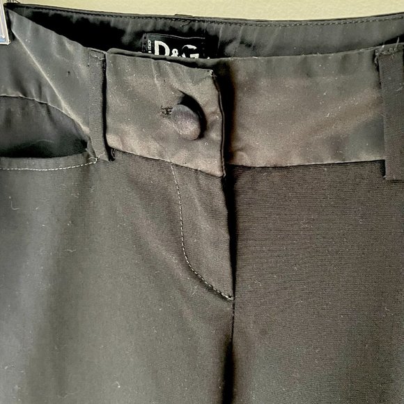 D&G Satin Trim Tuxedo Wool Blend Tuxedo Pant Low Rise Slight Flare Black sz 2 - Picture 4 of 9